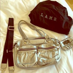 L.A.M.B. Brand silver leather bag. Used.